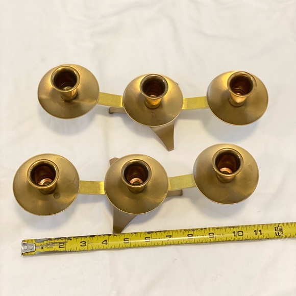 MCM vintage Vogue brass candle holder set - Picture 3 of 7